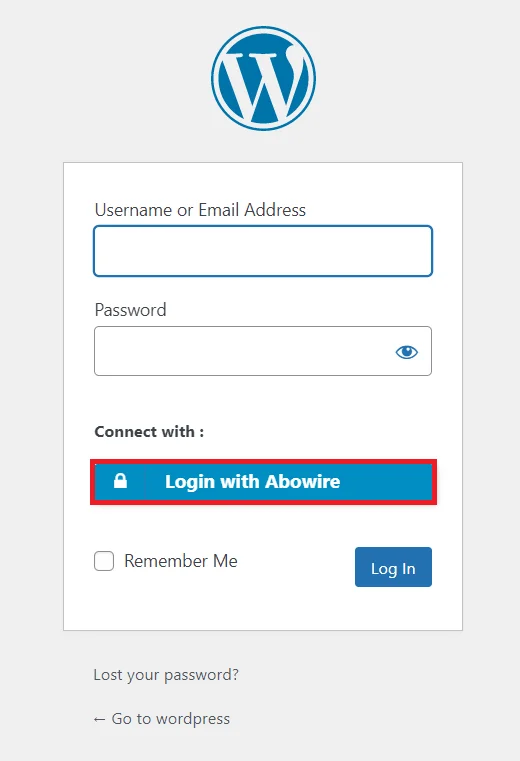 Abowire Single Sign-on (SSO) - WordPress create-newclient login button setting