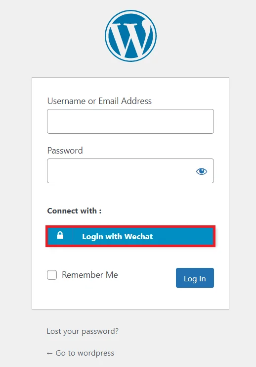 WeChat Single Sign-on (SSO) - WordPress create-newclient login button setting