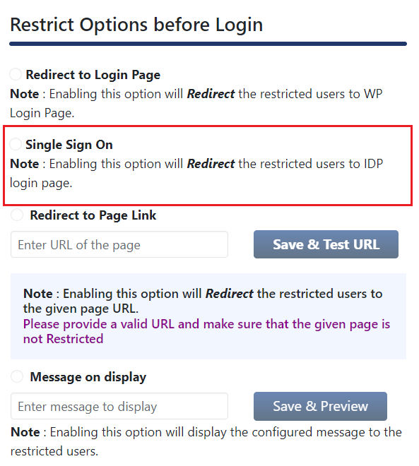 Page Restriction WordPress (WP) | Redirect to Single Sign-On| Single Sign-On