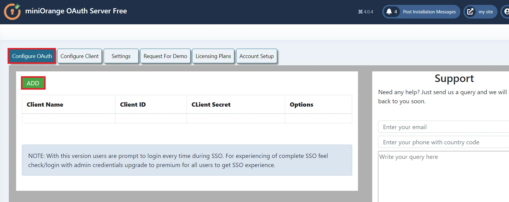 Integration of Oauth Provider into Joomla using Oauth Single-Sign-On (SSO), Add Client