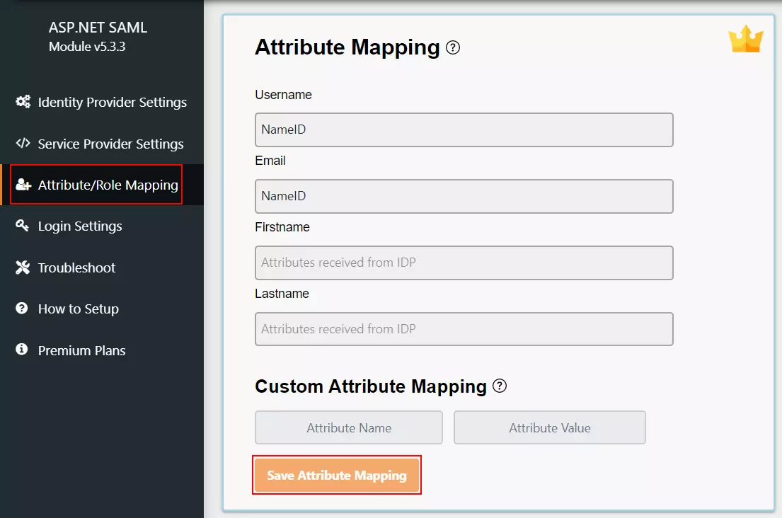asp.net saml sso onelogin : attribute mapping