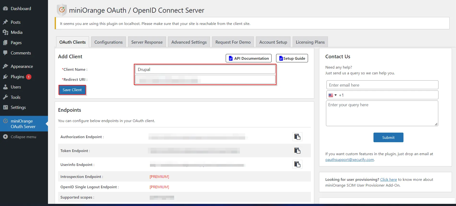 Drupal OAuth OpenID OIDC Single Sign On (SSO) Wordpress SSO Redirect url