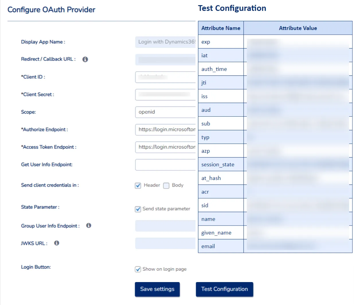Microsoft Dynamics CRM 365 Single Sign-on (SSO) - OAuth Test Configuration