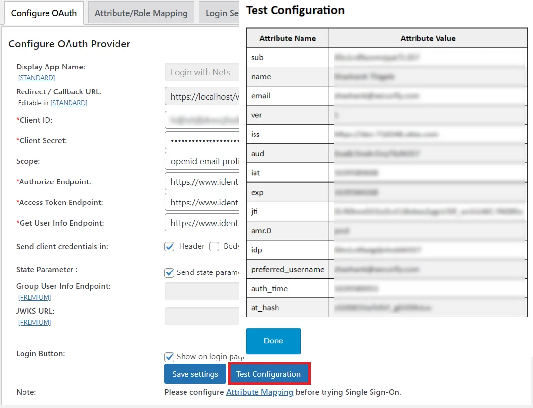 Nets Single Sign-On (SSO) - test configuration