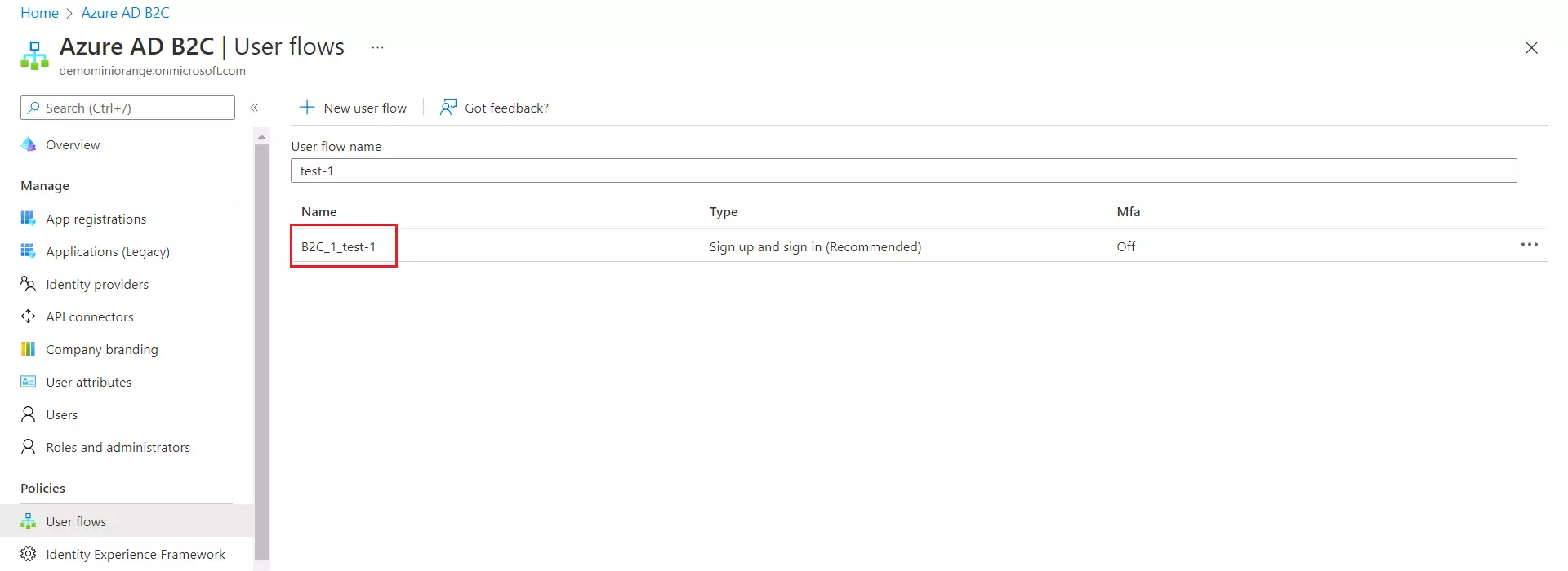 Azure B2C Single Sign-on (SSO) - Policy Name