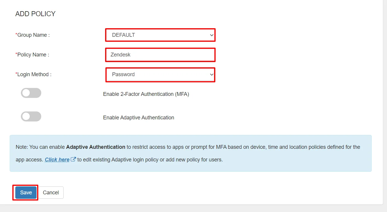 Zendesk sso shopify as idp - add policy settings