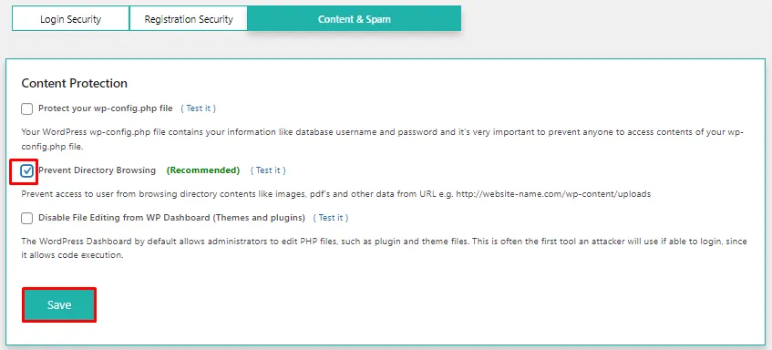 Content & Spam - Prevent Directory Browsing 