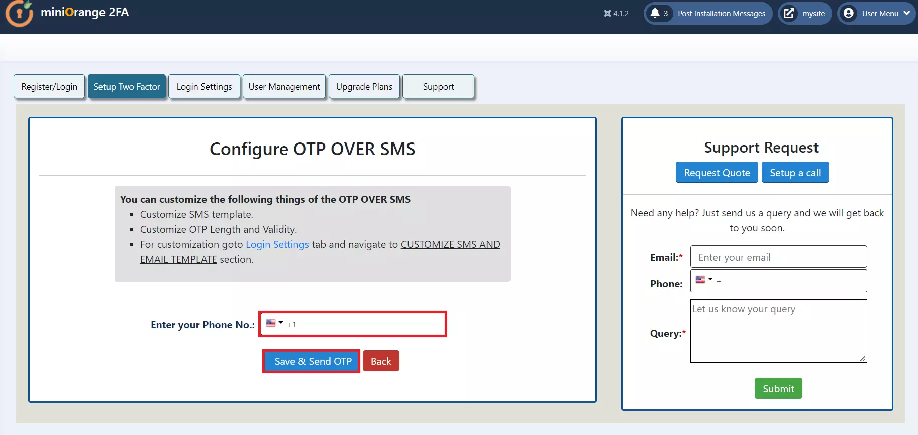 Joomla 2 Factor authentication (2FA) (MFA) with OTP over SMS , 