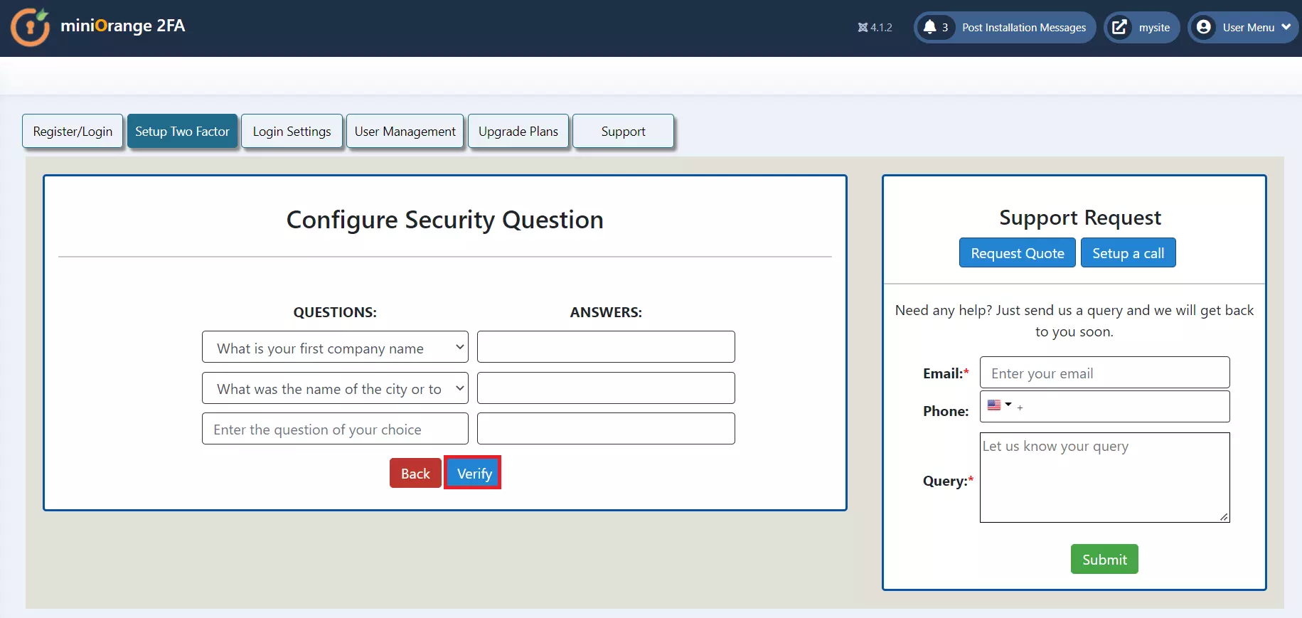 Joomla 2 Factor authentication (2FA) (MFA) with Security Questions (knowledge_based_authentication KBA method), 