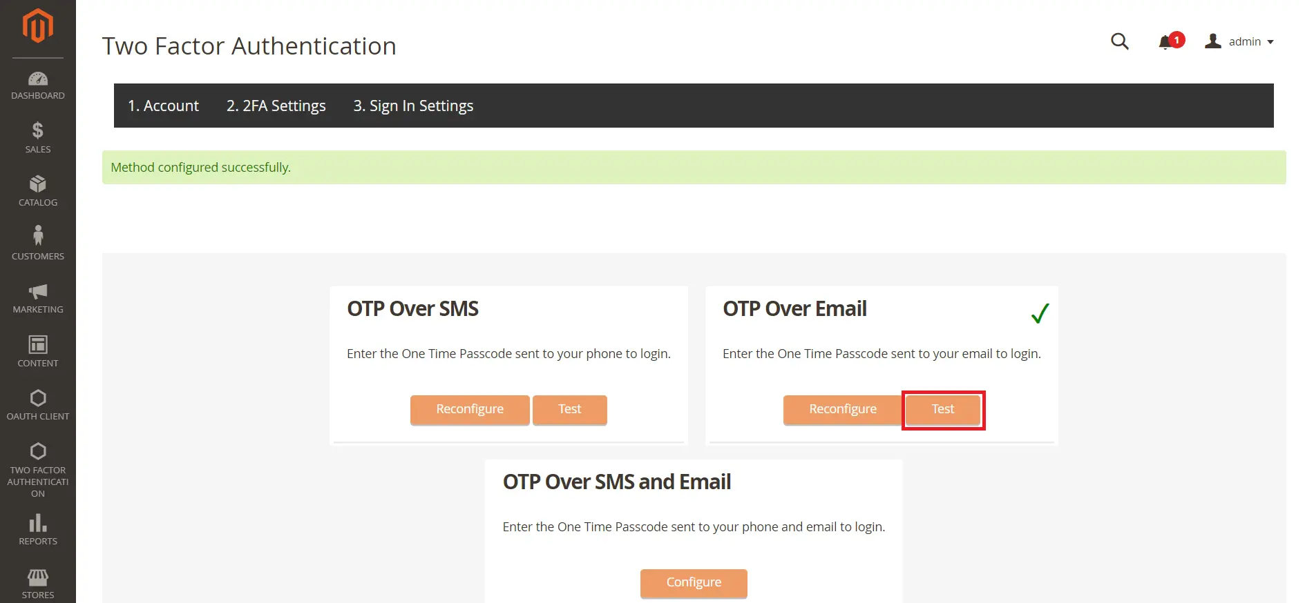 Magento 2 Factor Authentication OTP over SMS Enter the OTP