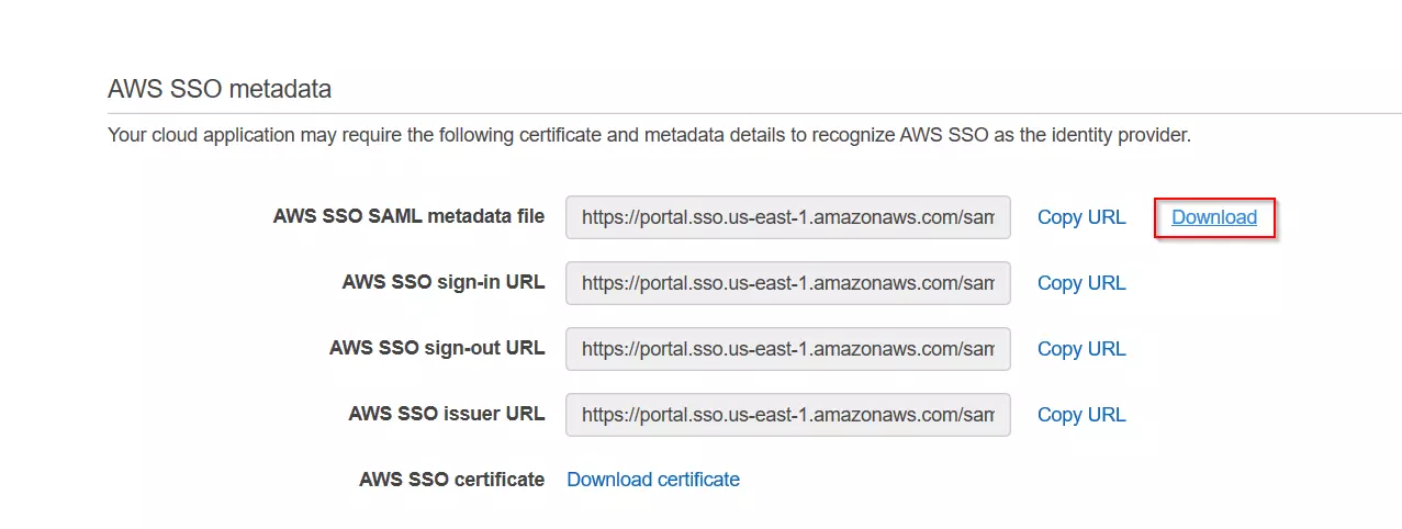 AWS WP single sign-on (SSO) login | AWS SSO | Download Metadata file