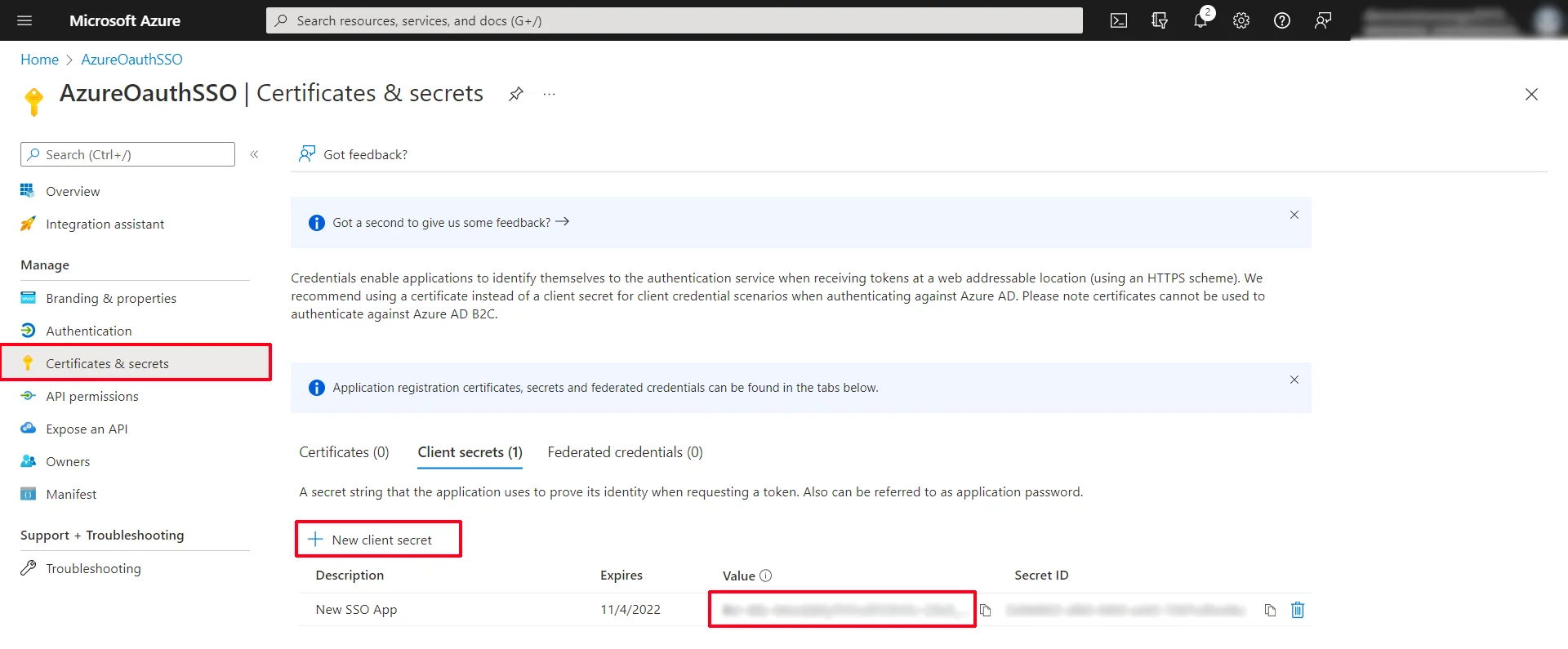 (Microsoft Entra ID) Azure AD oauth SSO shopify - get client secret