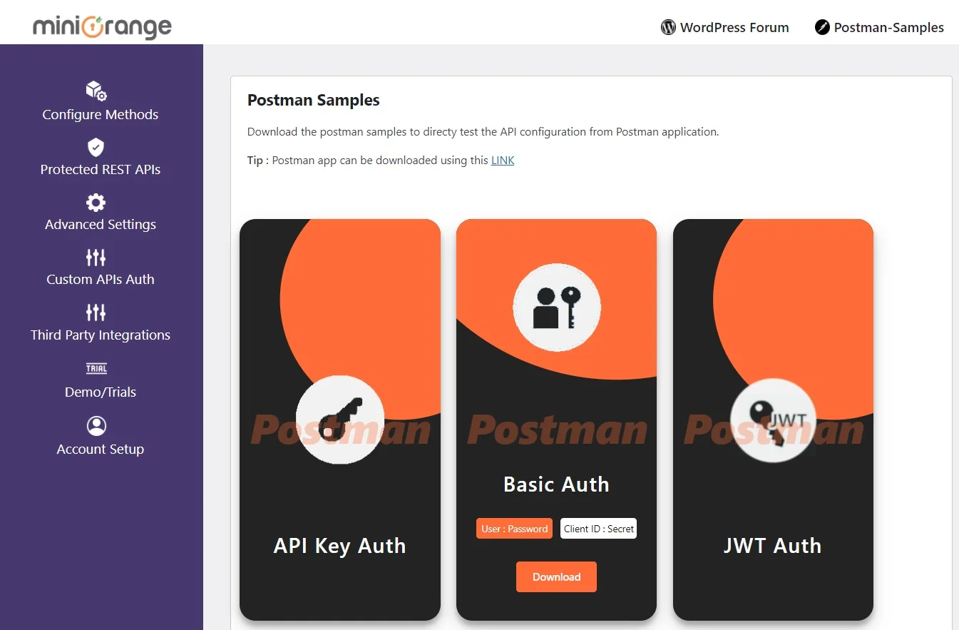 WordPress REST API Basic Authentication method postman JSON file for username : password