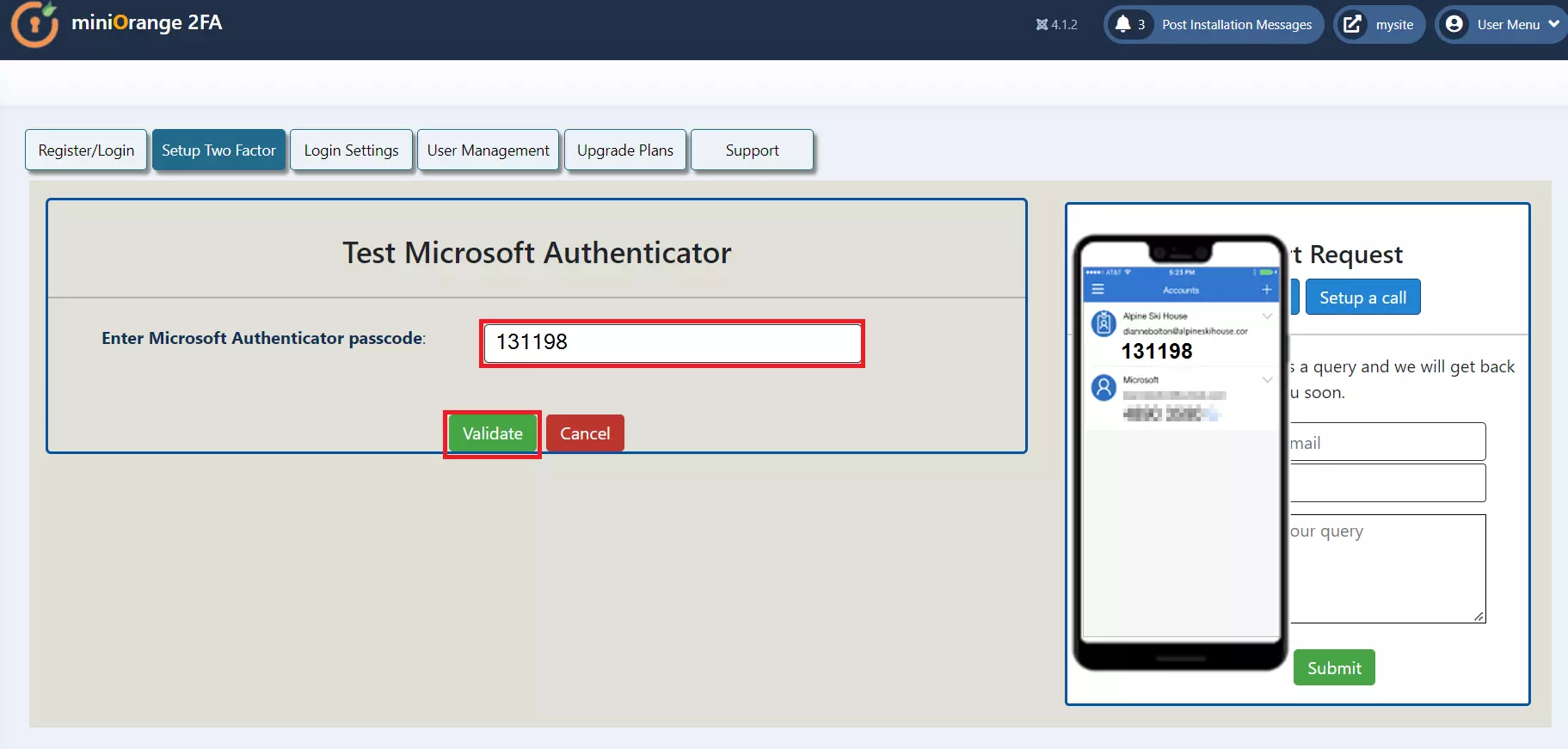 Joomla 2 Factor authentication (2FA) (MFA) with Microsoft Authenticator, 