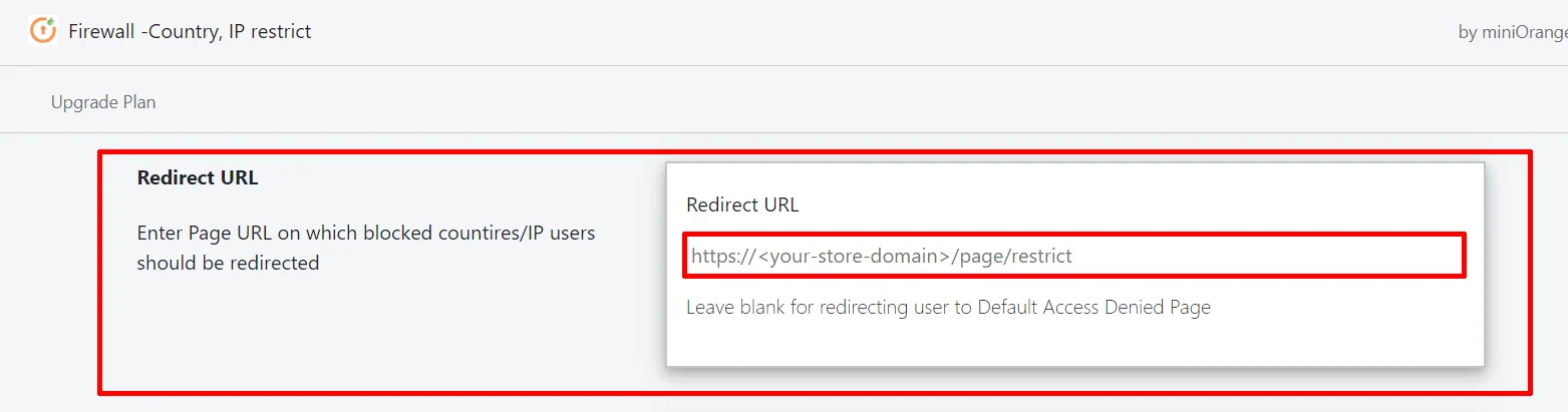 shopify firewall ip restrict - block countries - redirected url