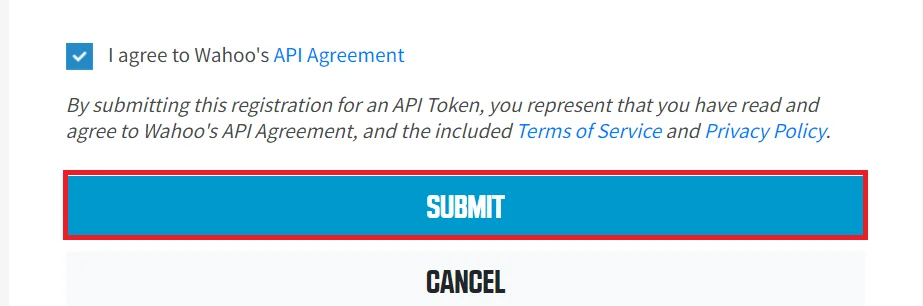  Wahoo Single Sign-On (SSO) OAuth - submit app