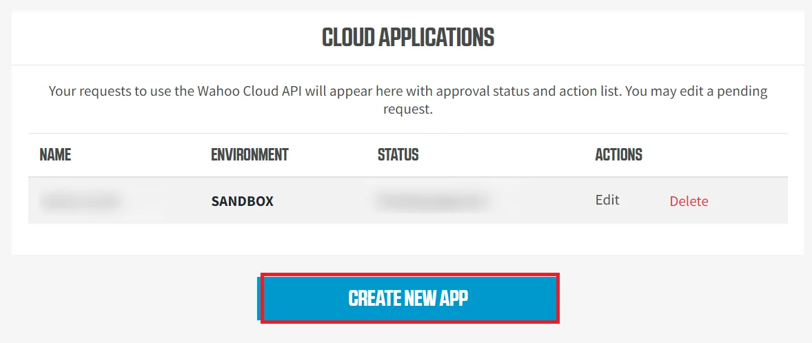 Wahoo Single Sign-On (SSO) OAuth - create new app