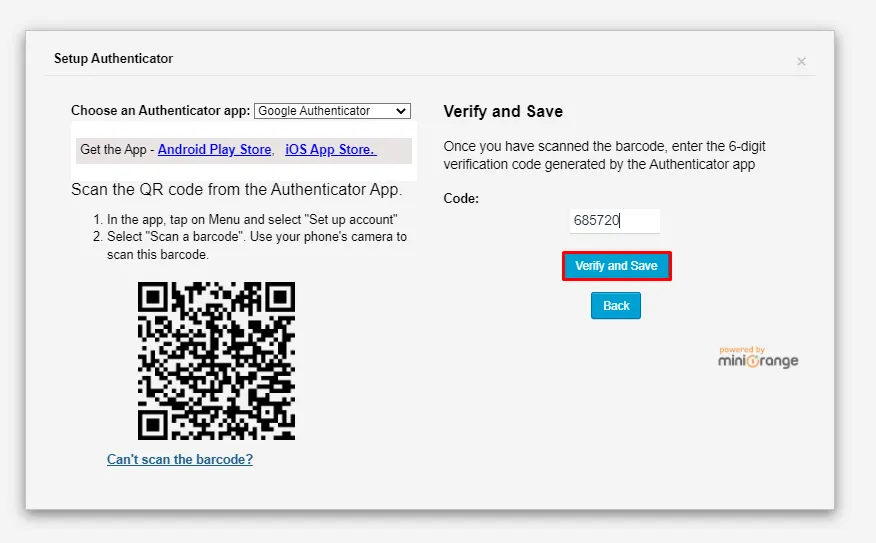 google authenticator Scan QR  2FA Setup Two Factor