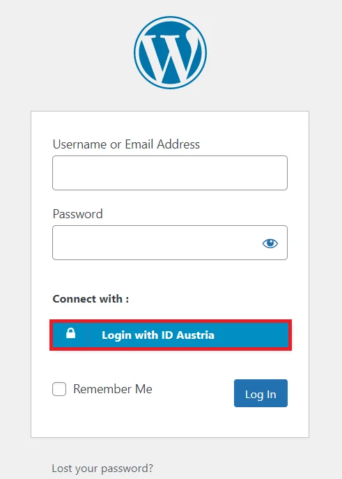 ID Austria Single Sign-on (SSO) - WordPress create-newclient login button setting