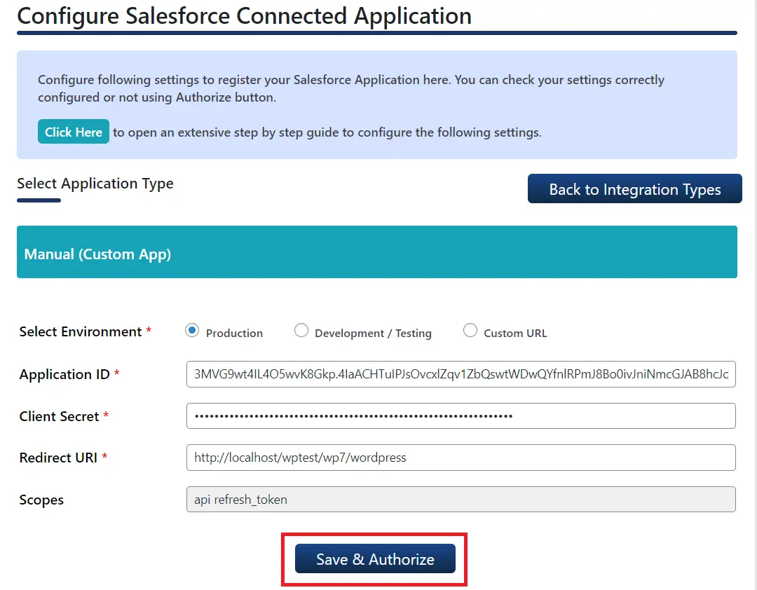 Configure Salesforce - WordPress Object Sync plugin- Manageapp