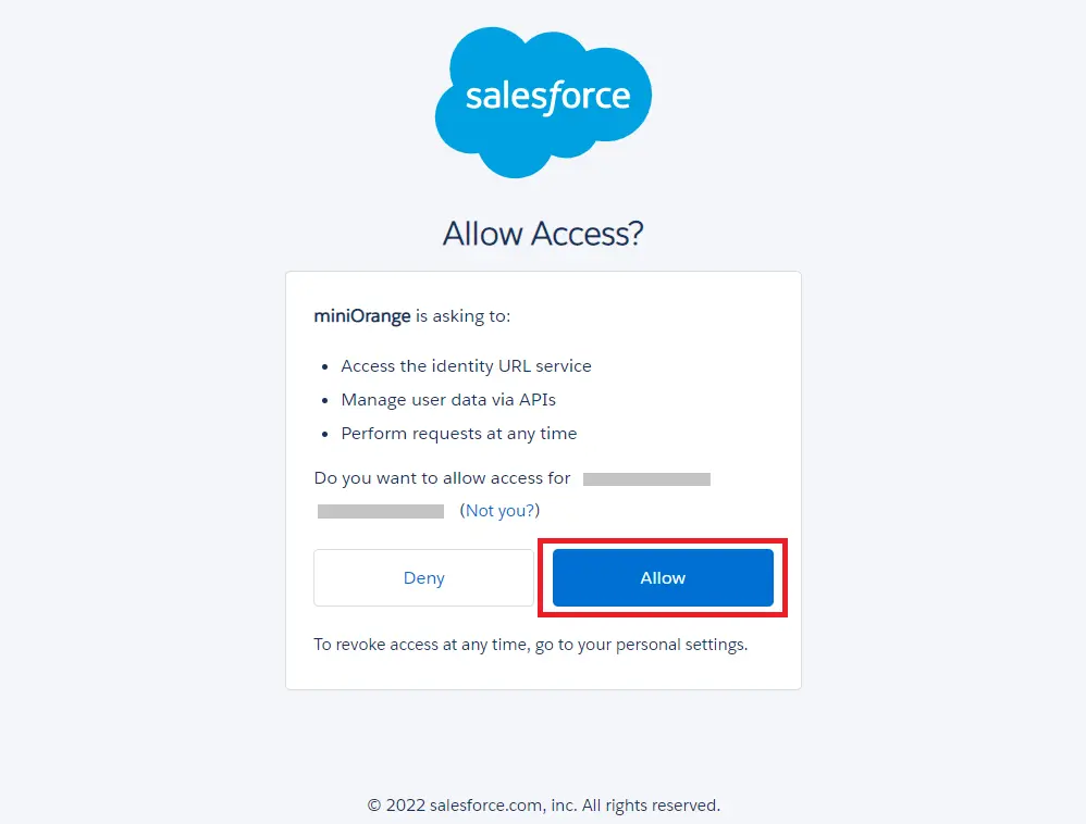 Configure Salesforce for Object sync - Allow Access