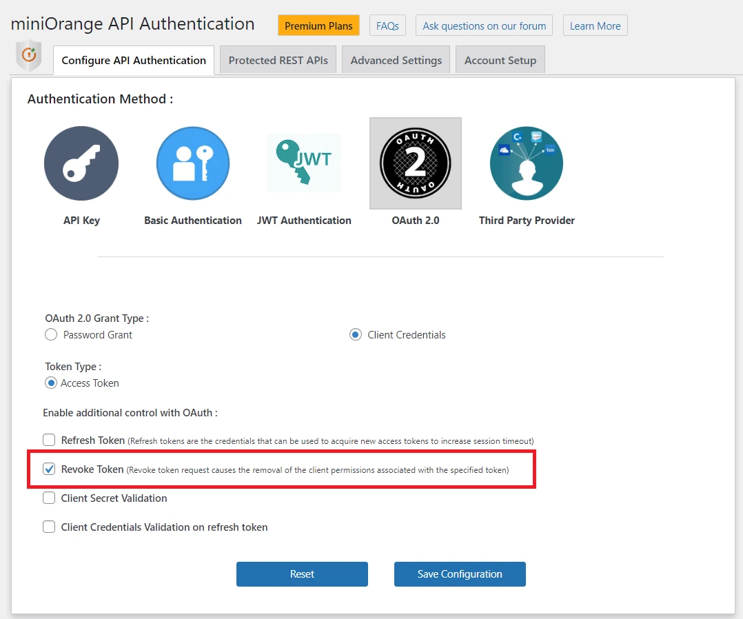 WordPress REST API OAuth 2.0 Authentication Revoke Token