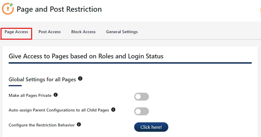  page restriction  - page access with 2FA