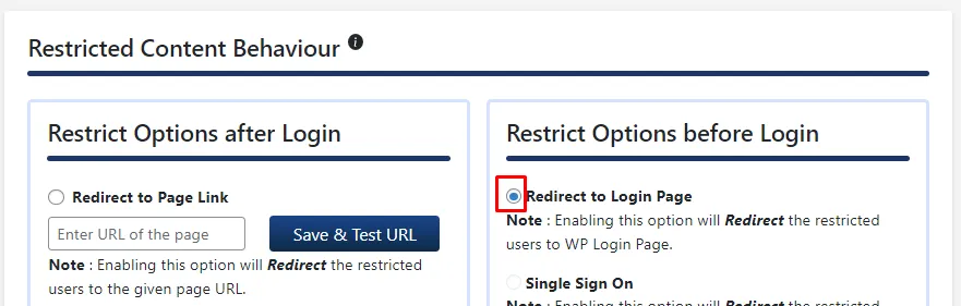  page restriction – redirect to login page with 2FA