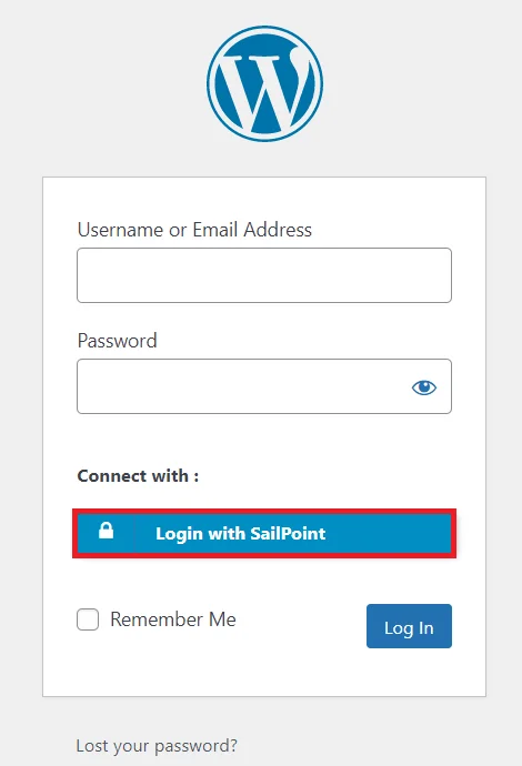 SailPoint Single Sign-on (SSO) - WordPress create-newclient login button setting