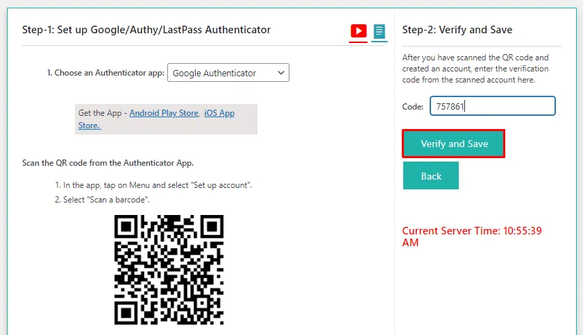  Google Authenticator verify and save