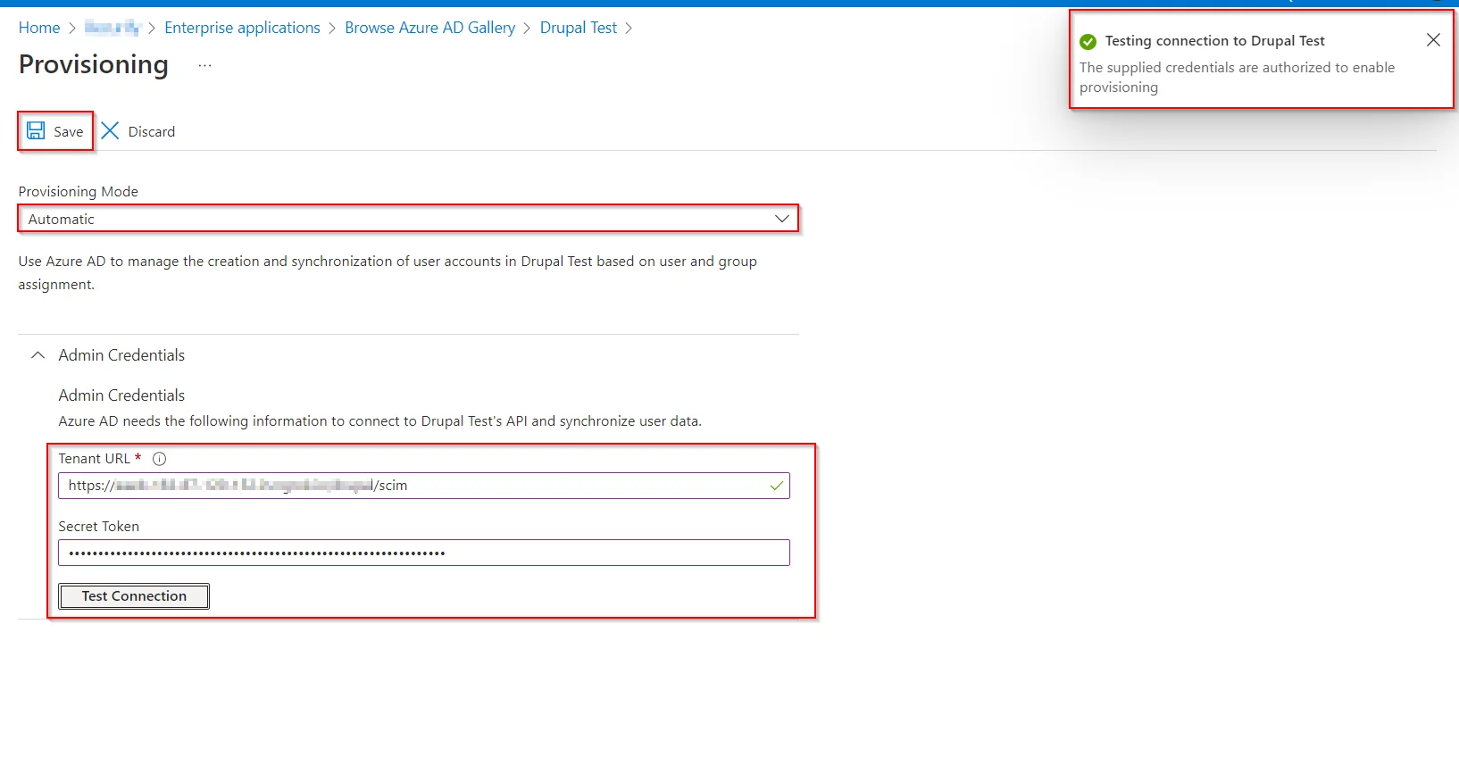 Microsoft Azure AD User Provisioning and Sync - Show success message