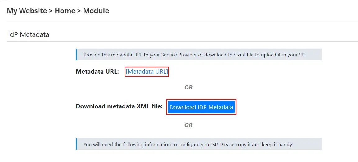 Moodle SSO using DNN SAML IDP - Download IDP Metadata