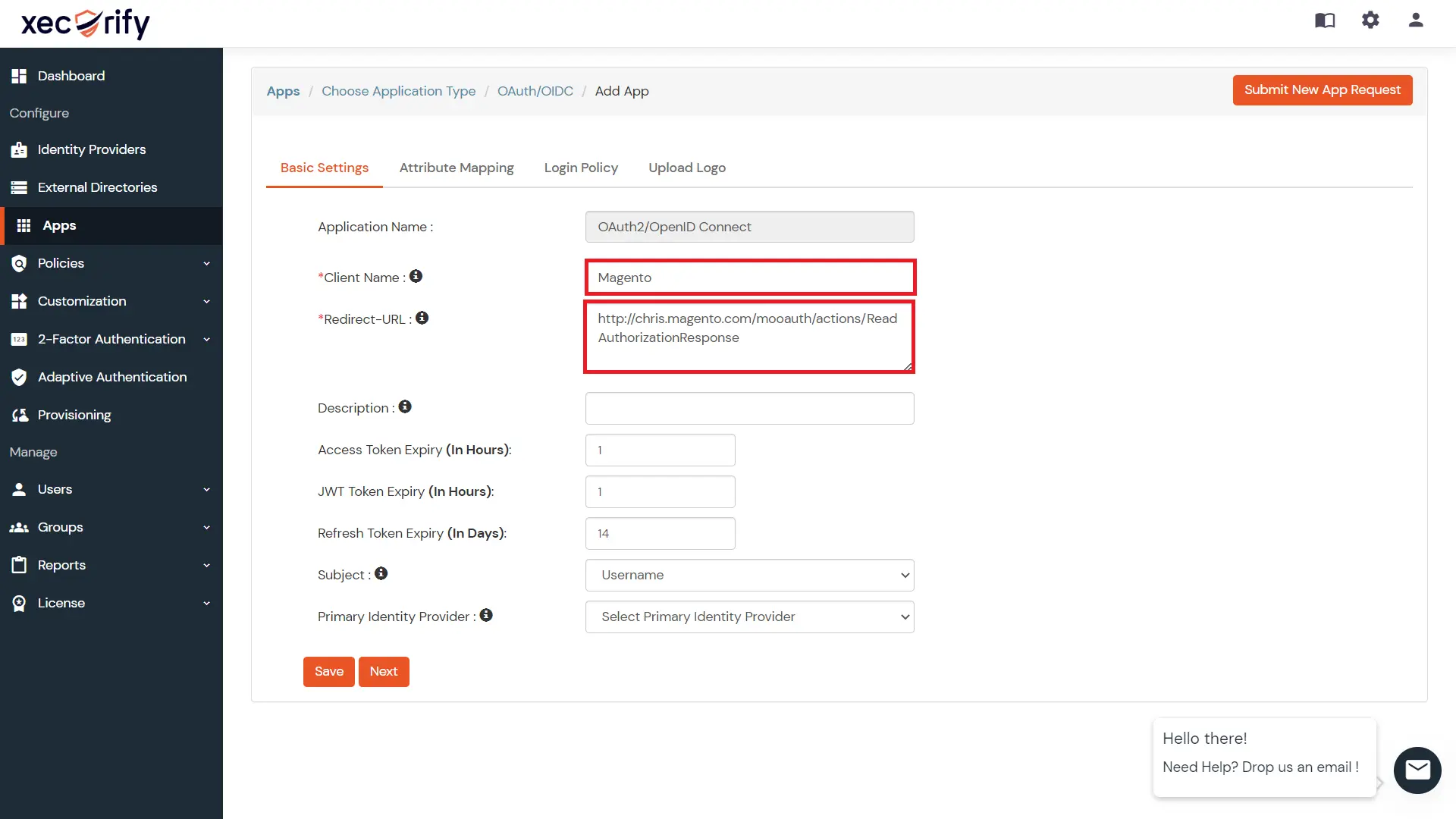 Magento SSO client id and redirect url