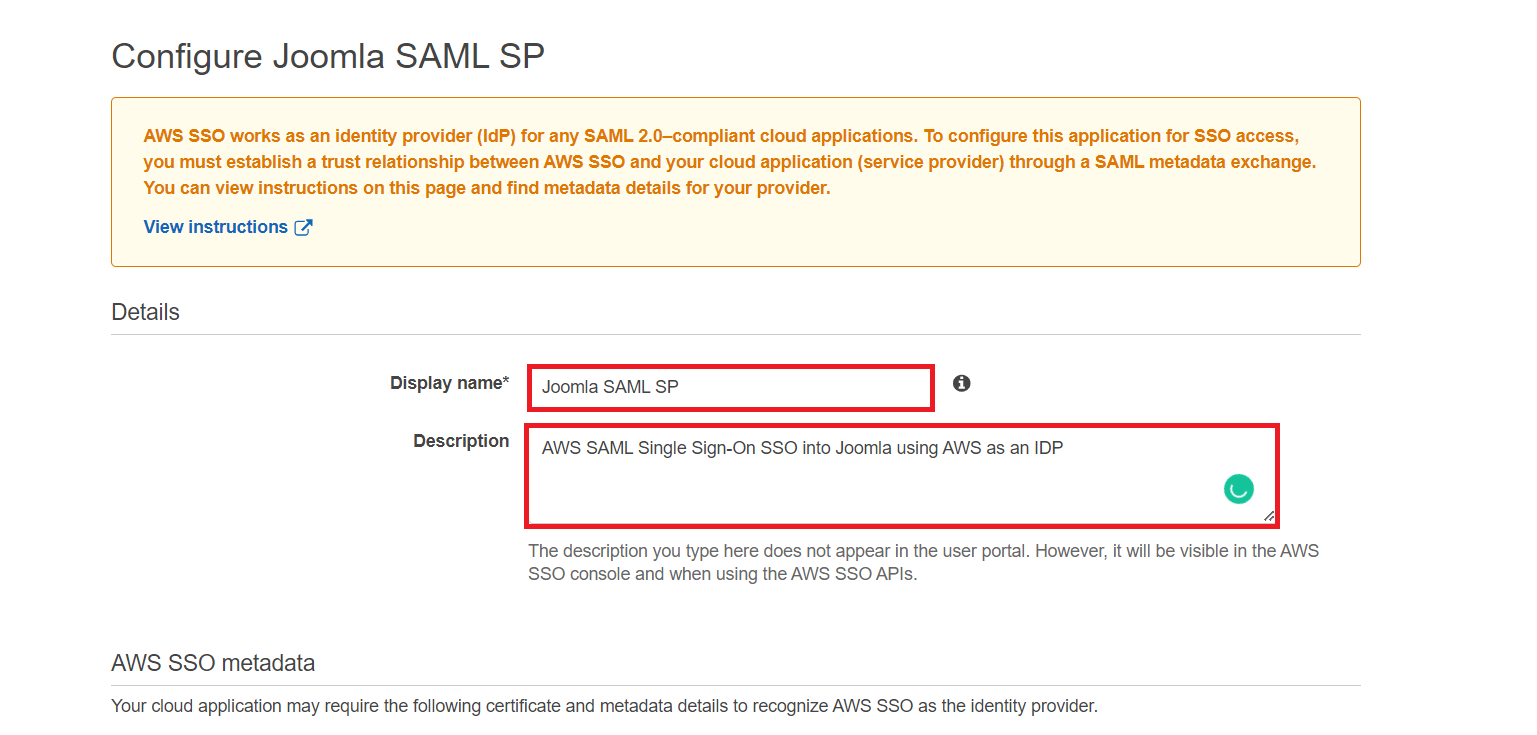  Configure Amazon AWS as IDP -SAML Single Sign-On (SSO) for Joomla - Amazon AWS SSO Login - add_application