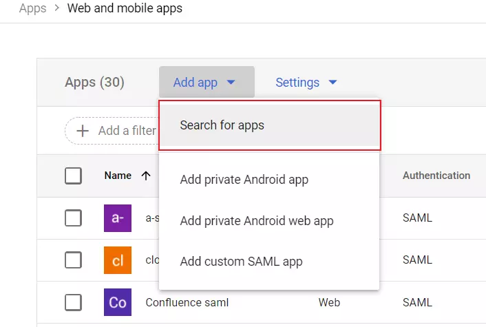 Google Apps User Provisioning and Sync - click on Add Apps button and search for apps
