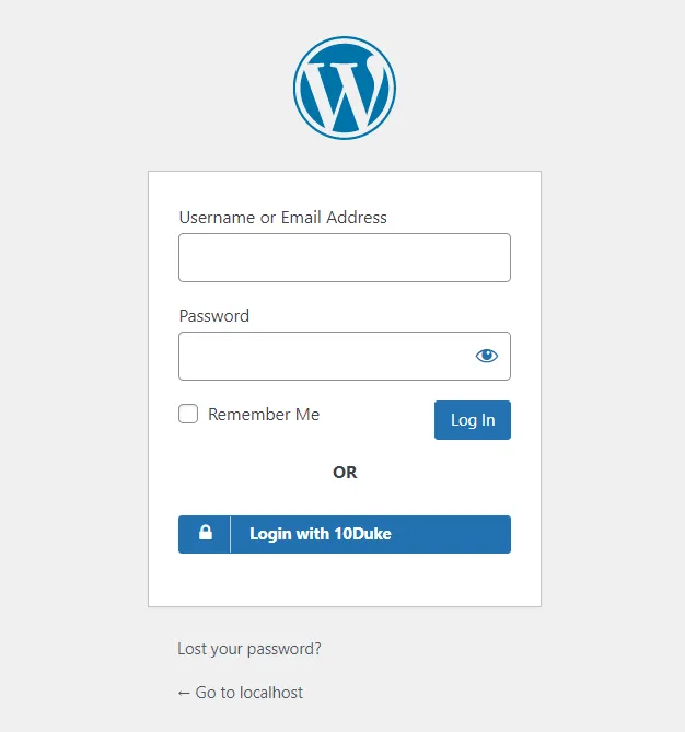 10Duke Single Sign-on (SSO) - WordPress create-newclient login button setting