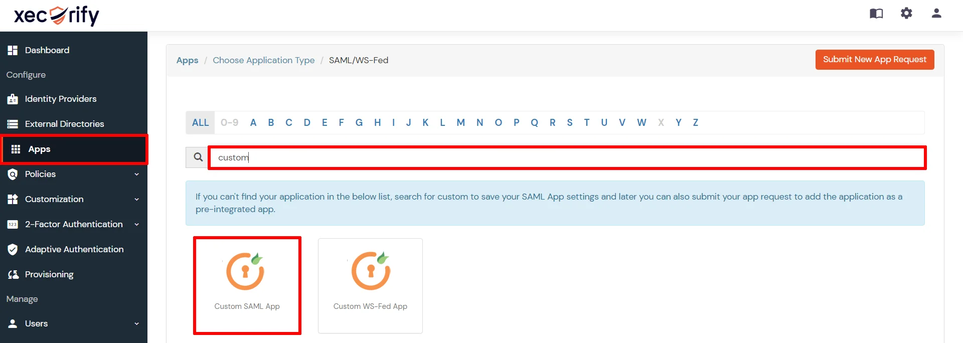 miniorange Shopify SSO - login with miniorange shopify search custom saml application