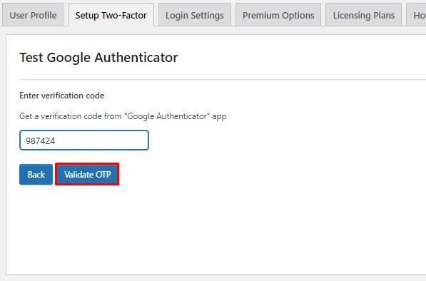 WordPress 2FA  Google Authenticator -  google authenticator test