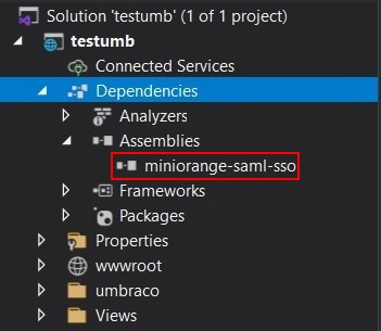 Umbraco SAML Single Sign-On (SSO) -  Add miniOrange DLL file