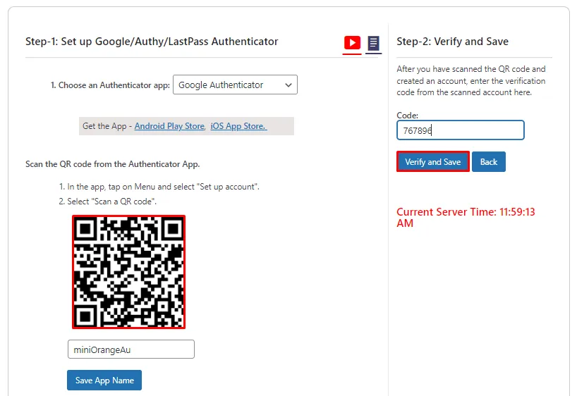 google authenticator 2FA- Configuration Google Authendication