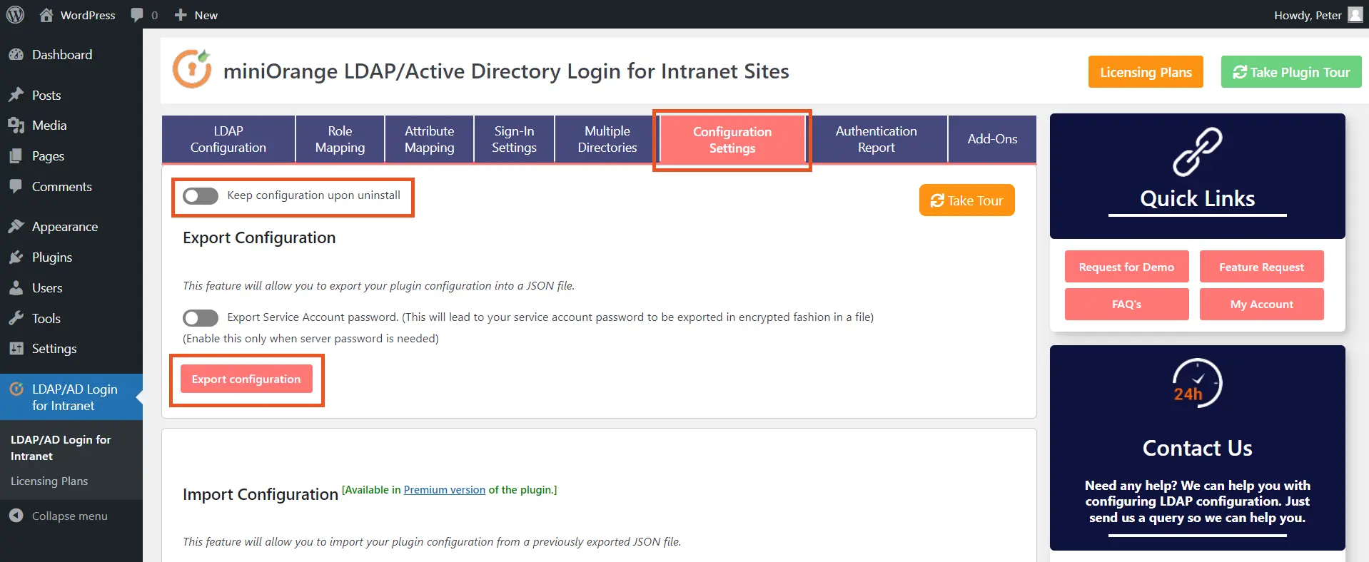 miniOrange Active Directory Integration LDAP Integration LDAP Configuration settings Tab