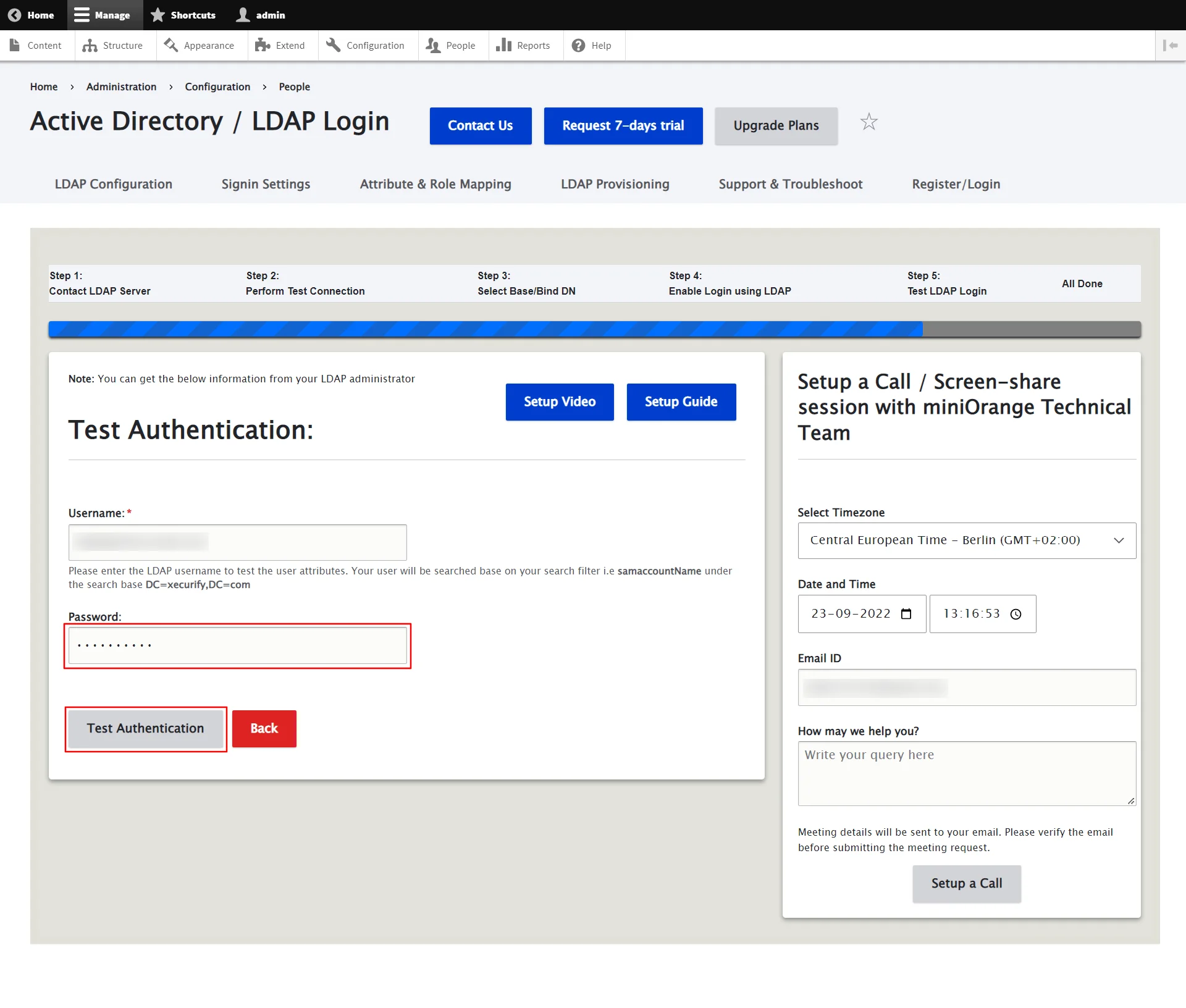 Drupal LDAP Login and Active Directory SSO - Test Authentication