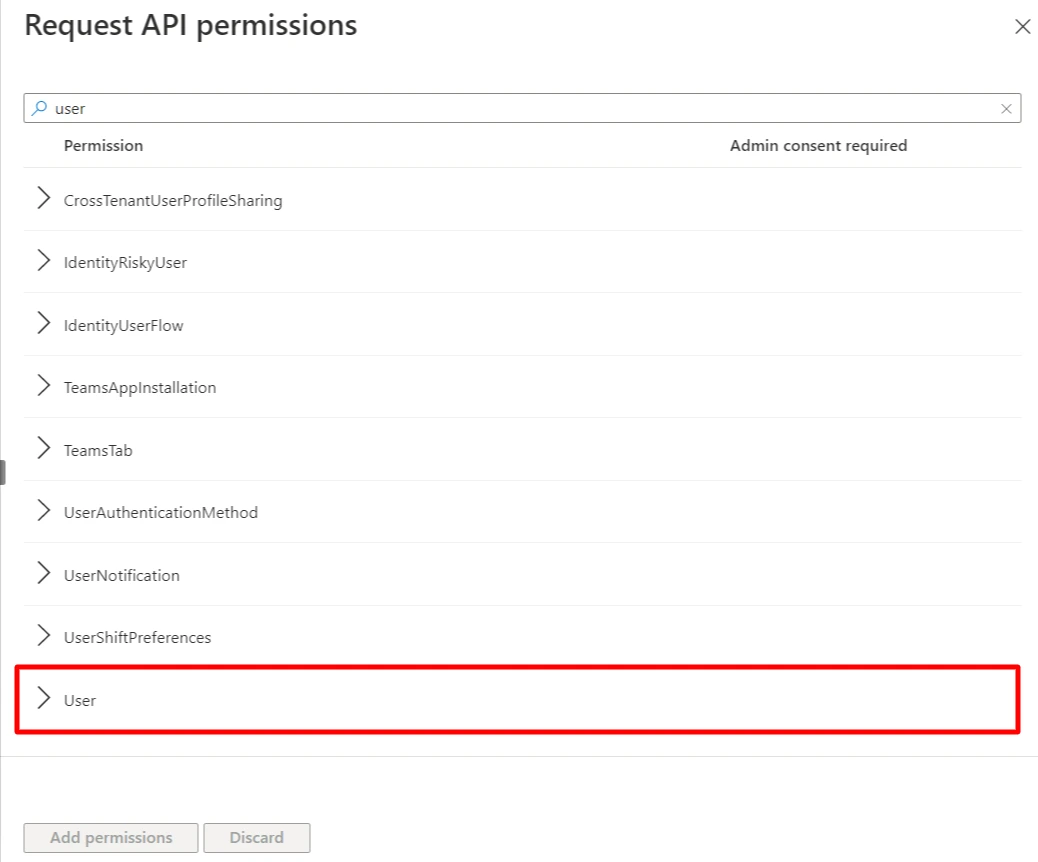 Azure AD user sync with Joomla -Application Permissions 