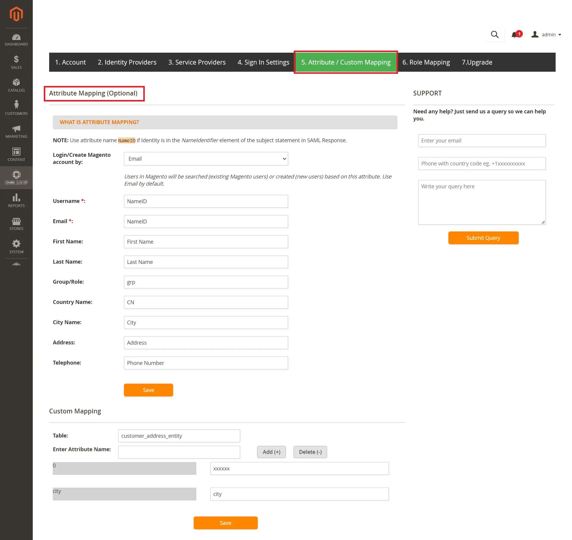 Magento 2 Salesforce OAuth attribute mapping