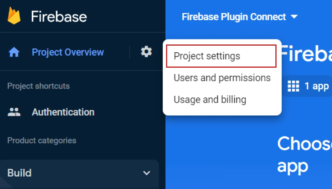 firebase console project settings