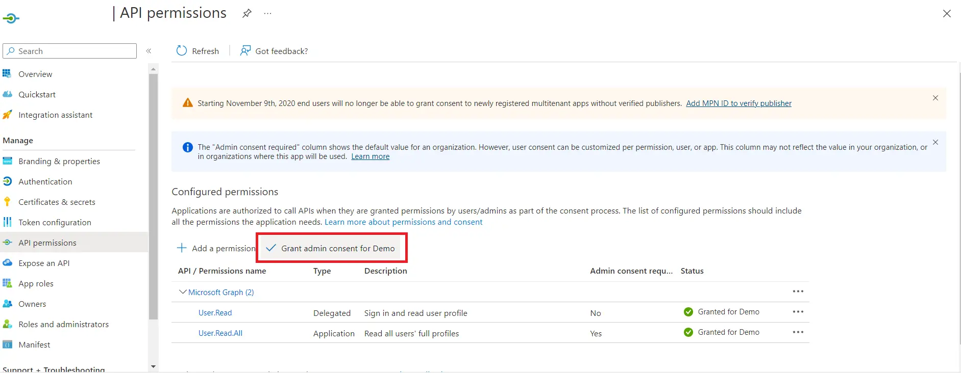 Search for required permission | WP Azure Multitenant SSO | Azure AD WP login)