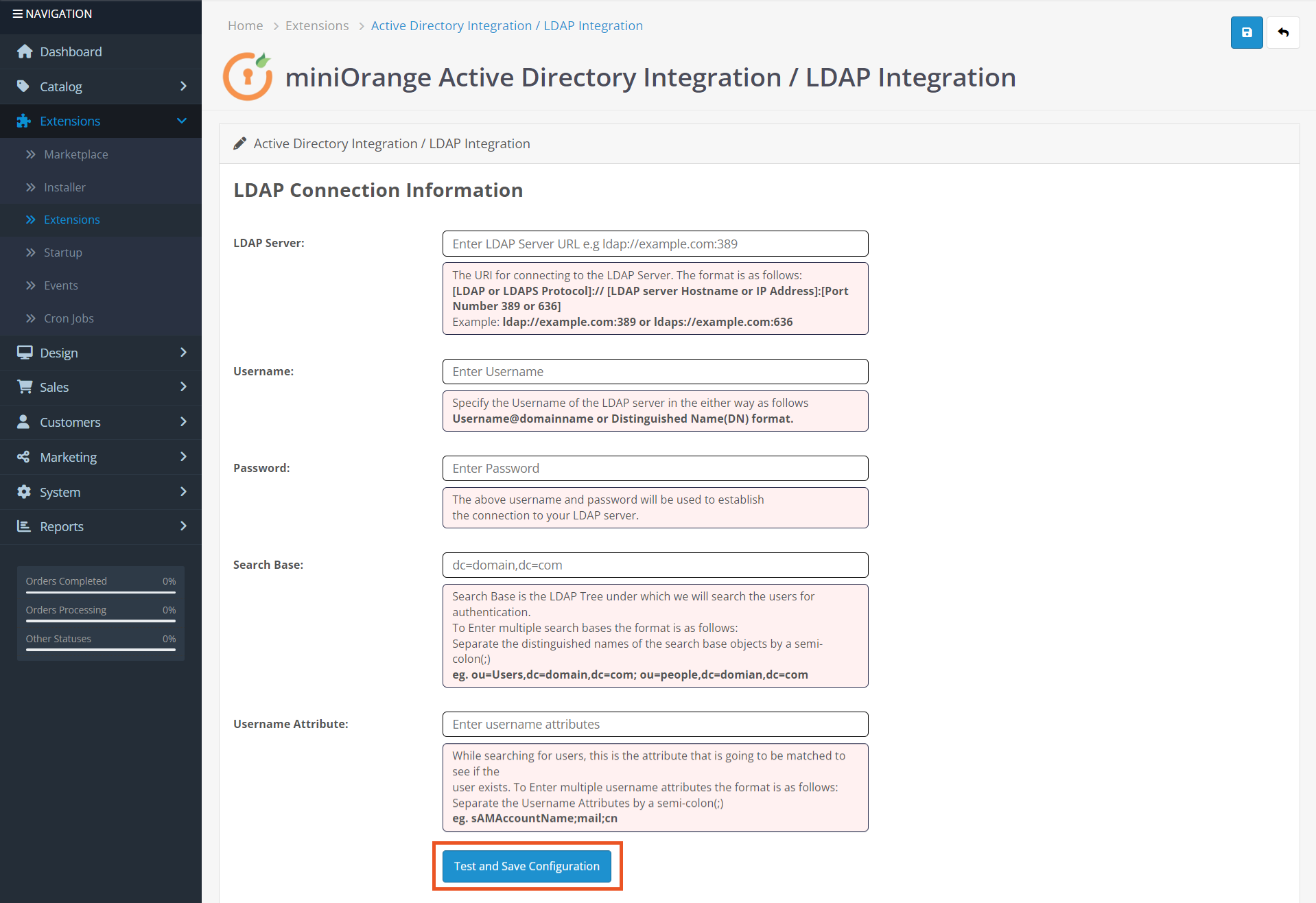 miniOrange LDAP Active Directory Login for Intranet Sites Plugin Configuration