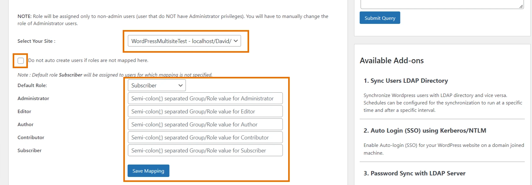 LDAP/Active Directory login for Intranet multisite plugin Configure LDAP Groups to WordPress User Role Mapping