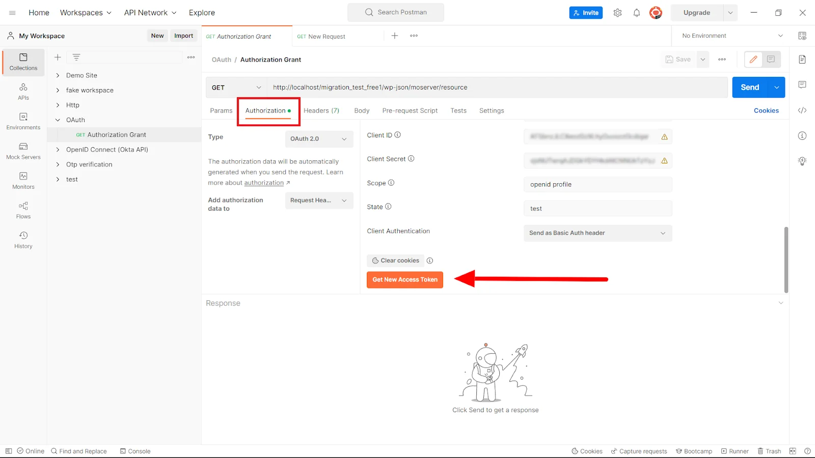 WP OAuth Server SSO with Postman- get access token