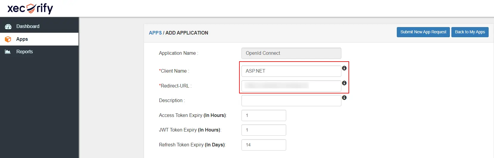ASP.NET OAuth Single Sign-On (SSO) using Shopify as IDP - Enter Redirect URL and Client Name